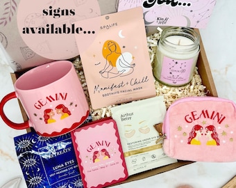 Zodiac Gift Set with Star Sign Mug and Astrology Candle, Spiritual Birthday Gift for Her