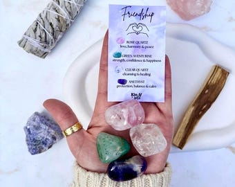 Friendship Crystals Gift Set Crystals for Friendship Gift for Friend Rose Quartz Amethyst Spiritual Crystal Healing Set