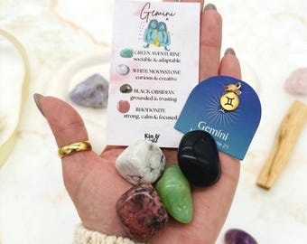 Gemini Gift Set with Gemini Crystals, Zodiac Star Sign Necklace Charm Personalised Birthday Gift for Her Best Friend Bestie Sister Daughter