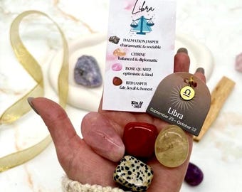 Libra Gift Set with Libra Crystals - Star Sign Gift Zodiac Crystals Birthday Gift for her with Star Sign Necklace Best Friend Present