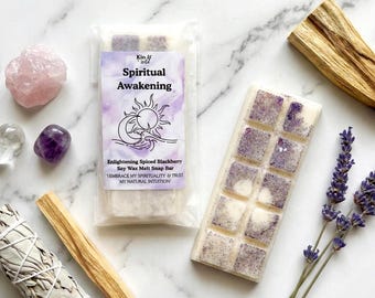 Spiritual Awakening Wax Melt Snap Bar, Spiced Blackberry Scent, Soy Wax Melts Spiritual Bath Gift Birthday Gift for Her Letterbox Hamper