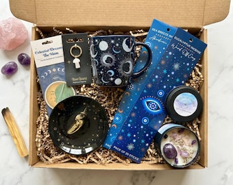 Celestial Mug Witchy Gift Set Spiritual Gift Box Witchy Mug Tarot Gifts for Spiritual Women Incense Holder Manifestation Self Care Gift