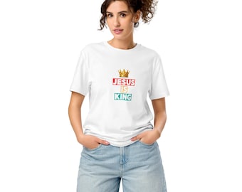 Jesus is King Unisex Organic Mid-Light T-Shirt - Faith-Inspired Comfort
