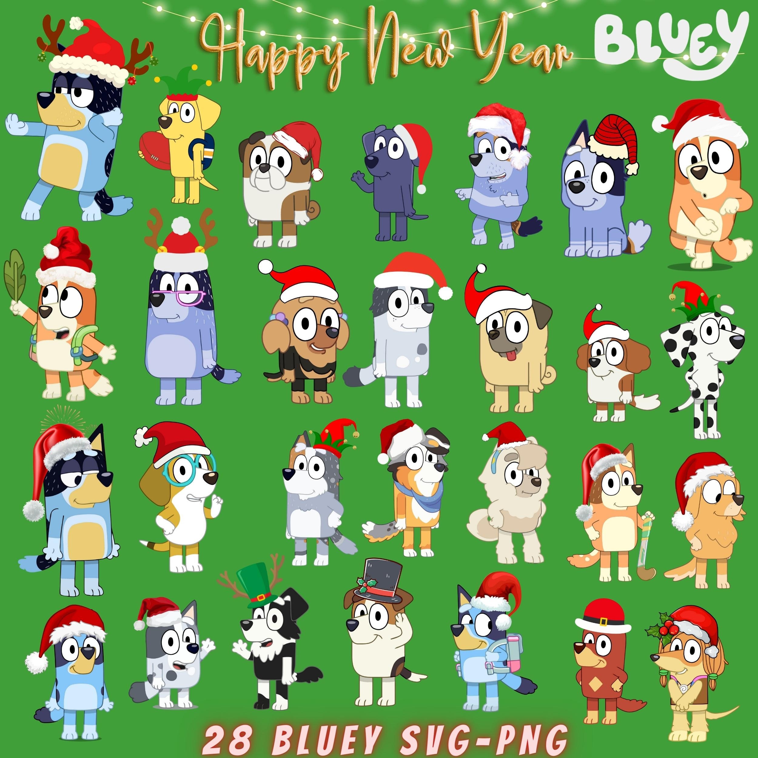 28 Bluey Christmas Bundle Png, Bluey Family Christmas Png,28 Bluey