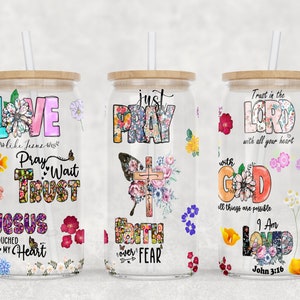 Christian Bible Verse 16 oz Glass Tumbler: Religious Affirmations (Digital Download)