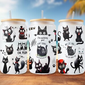 Lustige Katzen Tumbler Wrap: Sarkastische Katzen Designs (PNG Digital Download)