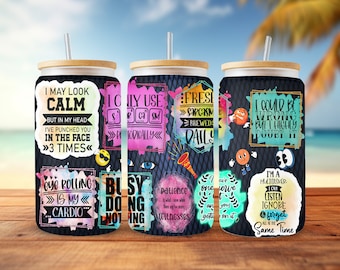 Sarcastic Quotes 16oz Glass Can Design: Funny PNG (Digital Download)