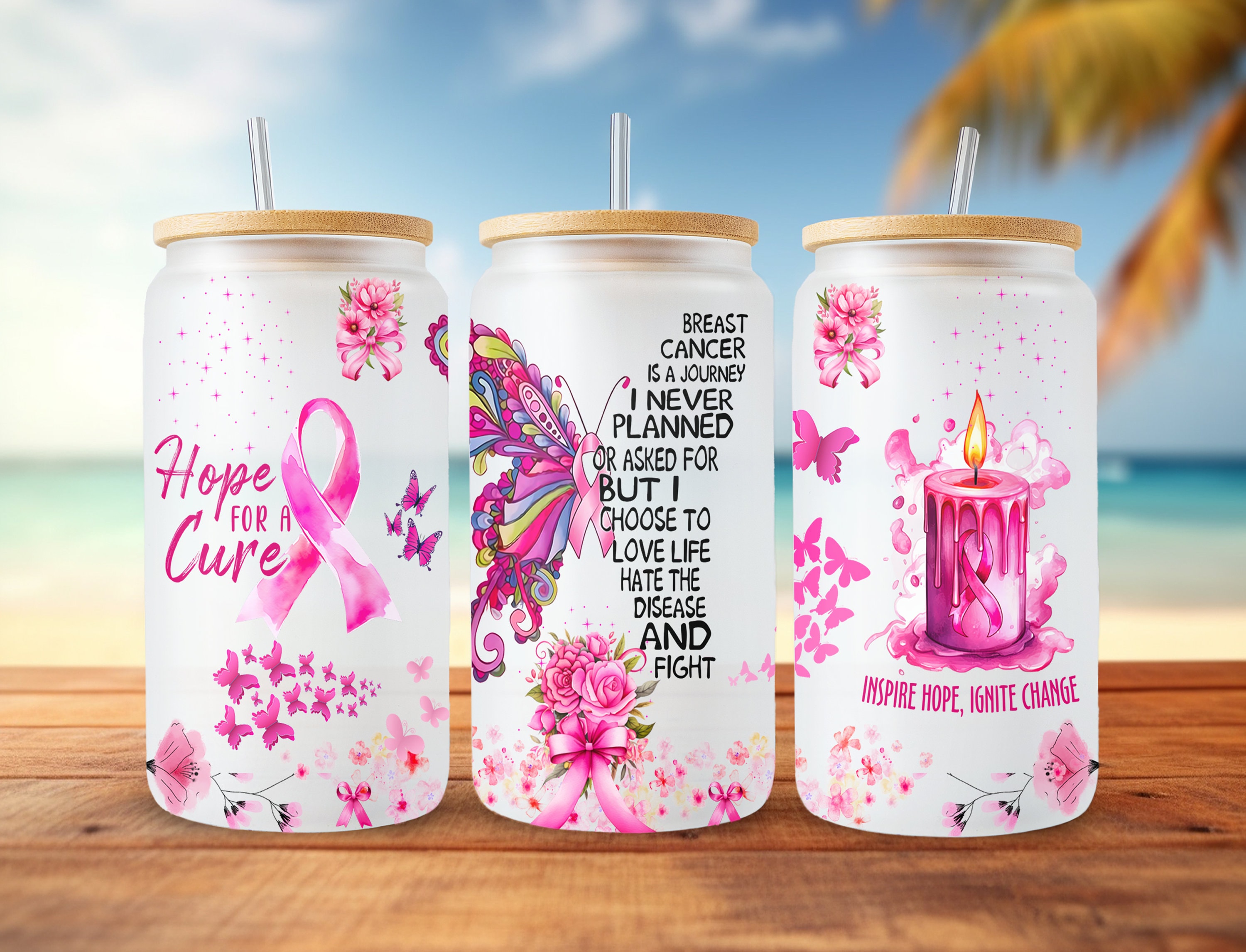Breast Cancer Awareness Ribbon Tumbler Wrap File (PNG) - Etsy