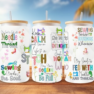 Quilting Therapy Tumbler Wrap: 16oz Libbey Can Design (PNG Digital Download)