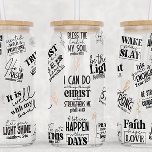 Christian Bible Verse 16 oz Glass Can Wrap Design (Digital Download)