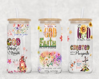Christian Bible Verse 16 oz Glass Tumbler Design (Digital Download)