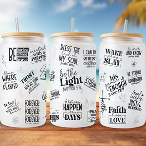 Christian Bible Verse Glass Can Tumbler: Religious Affirmations Design (Digital Download)