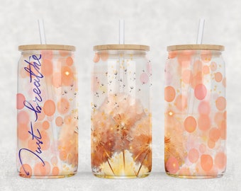 Peach Fuzz Dandelion Tumbler Sublimation Design (Digital Download)