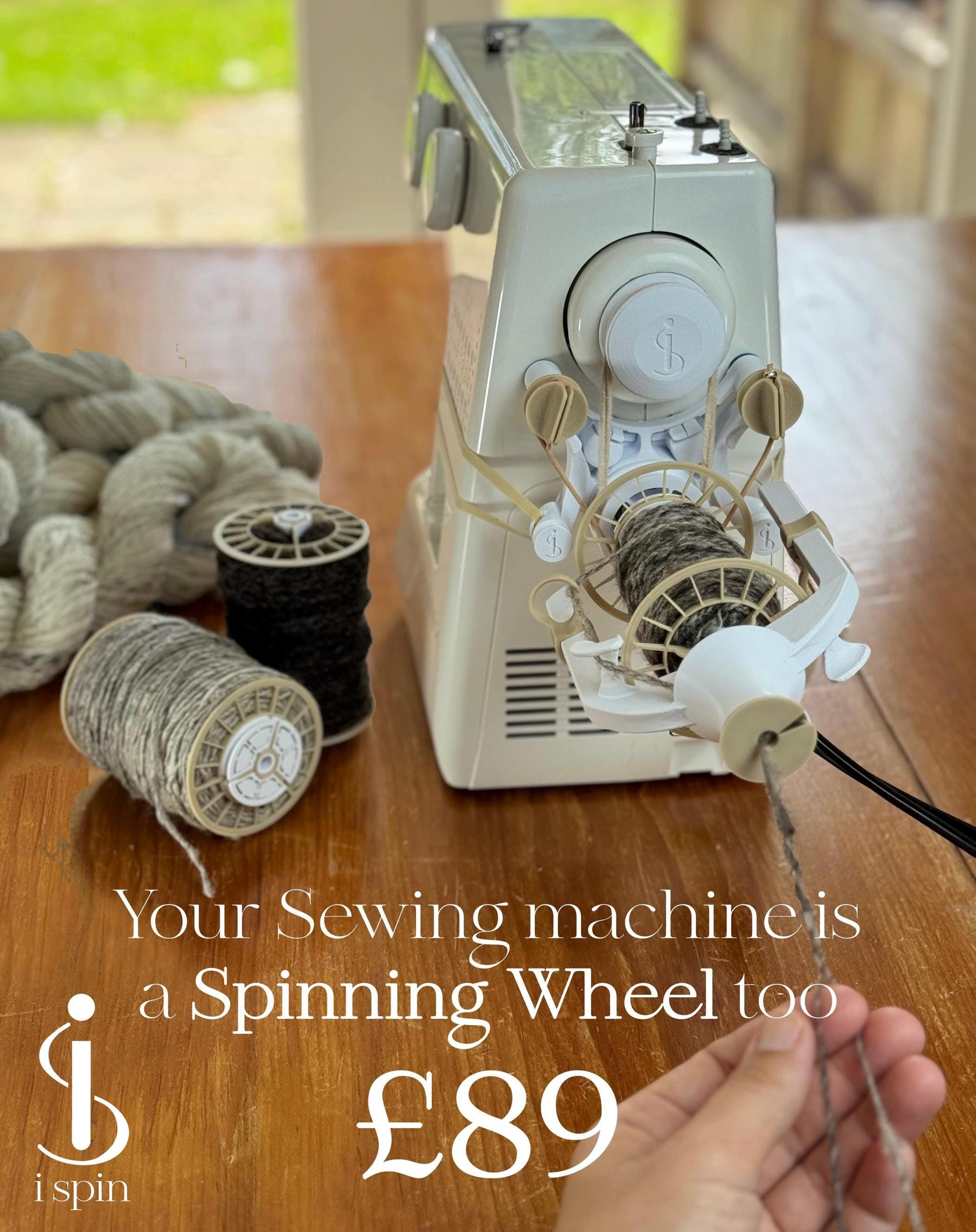 NEW iSPIN VX an e-spinning wheel solution that simply fits to your electric sewing machine. You can still use your machine for sewing!