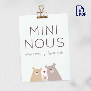 Carte annonce grossesse mini nous à imprimer (illustration ours, thème forêt) image 5