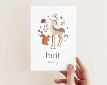 Cartes étapes bébé forêt, carte étape première année, carte étape bébé fille, carte étape bébé garçon, cartes étape bébé animaux