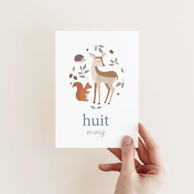 Cartes étapes bébé forêt, carte étape première année, carte étape bébé fille, carte étape bébé garçon, cartes étape bébé animaux image 1