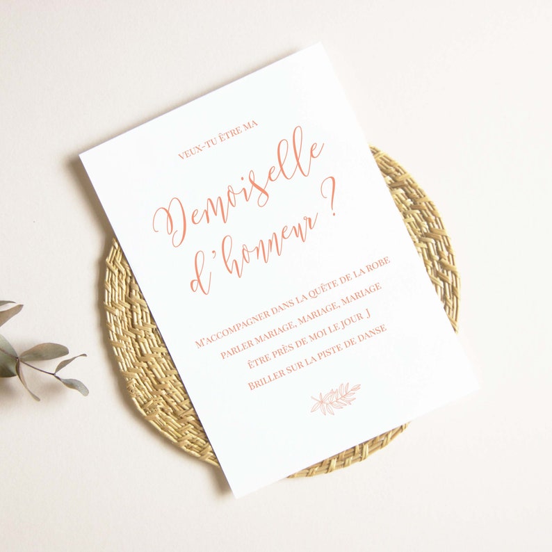 Carte demande demoiselle d'honneur à imprimer (PDF) - carte veux-tu être ma demoiselle d'honneur imprimable - cadeau mariage femme image 2