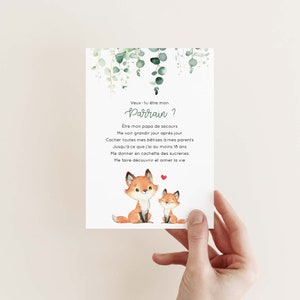 Carte demande parrain marraine / carte annonce futur parrain marraine façon poème, texte en français (non genré, pour bébé fille & garçon) zdjęcie 5