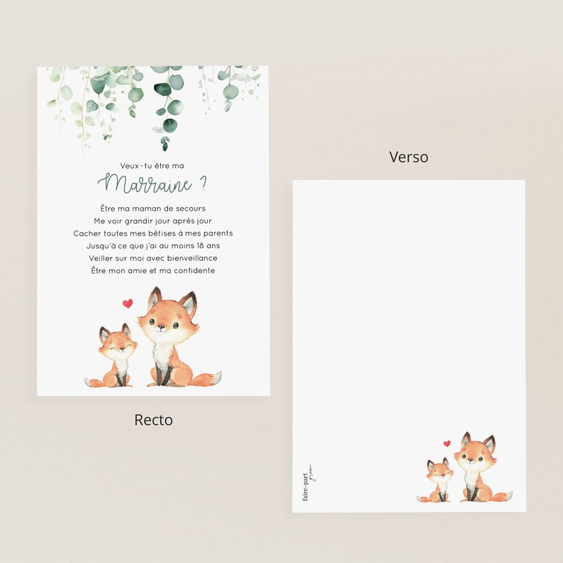 Carte demande parrain marraine / carte annonce futur parrain marraine façon poème, texte en français (non genré, pour bébé fille & garçon) zdjęcie 7