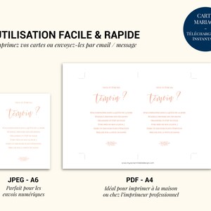 Carte demande témoin mariage à imprimer (PDF) - carte veux-tu être ma témoin imprimable - cadeau témoin mariage - annonce témoin femme image 5