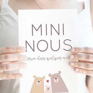 Carte annonce grossesse mini nous à imprimer (illustration ours, thème forêt) image 4