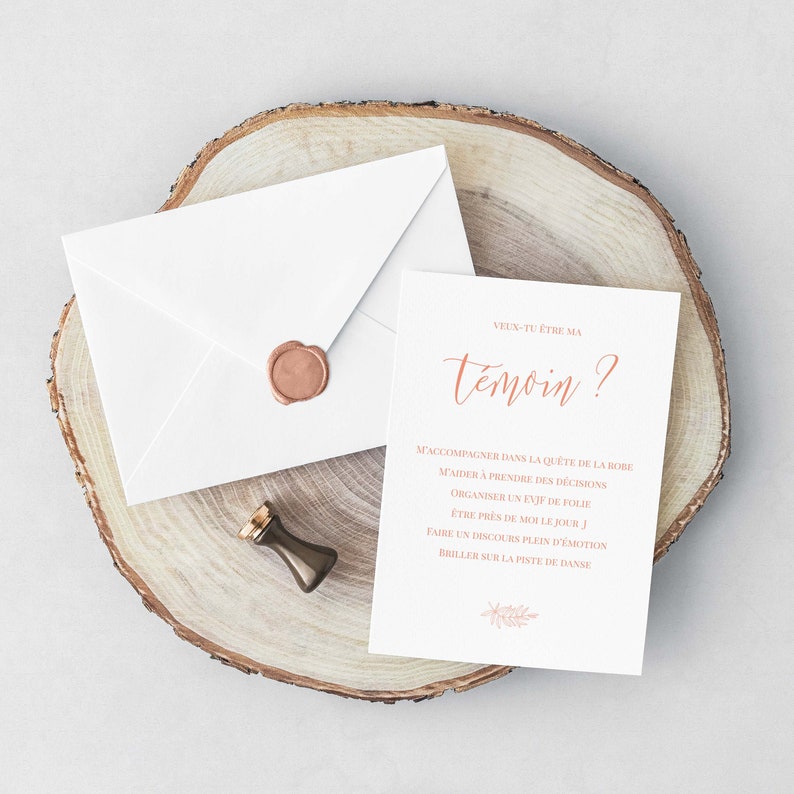 Carte demande témoin mariage à imprimer (PDF) - carte veux-tu être ma témoin imprimable - cadeau témoin mariage - annonce témoin femme image 3