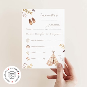 Geboortevoorspellingskaart om af te drukken / babyvoorspellingskaart voor babyshower of geslachtsonthulling in het Frans - afdrukbare PDF
