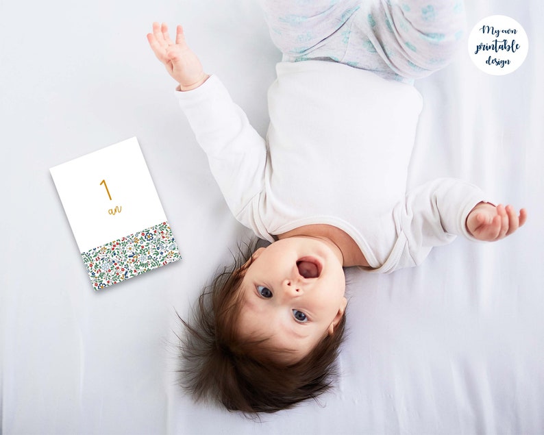 Cartes étapes bébé ma première année à imprimer / carte étape bébé imprimable / carte étape ma première année / liberty / fille & garçon image 5