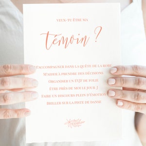 Carte demande témoin mariage à imprimer (PDF) - carte veux-tu être ma témoin imprimable - cadeau témoin mariage - annonce témoin femme image 4