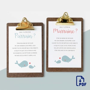 Cartes demande parrain marraine à imprimer (PDF & JPEG) image 2