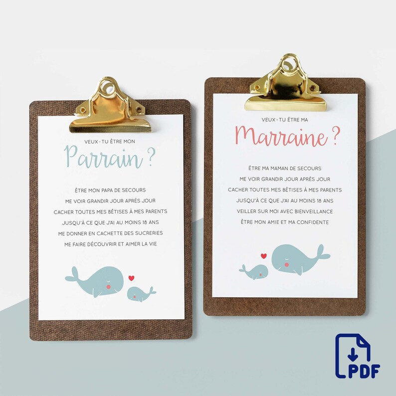 Cartes demande parrain marraine à imprimer (PDF & JPEG) image 2