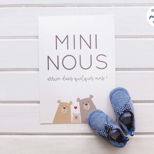 Carte annonce grossesse mini nous à imprimer (illustration ours, thème forêt) image 2