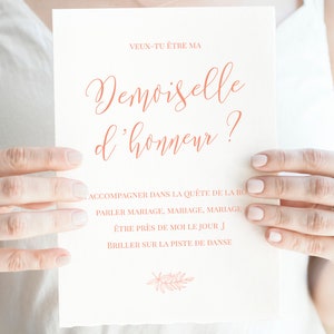 Carte demande demoiselle d'honneur à imprimer (PDF) - carte veux-tu être ma demoiselle d'honneur imprimable - cadeau mariage femme image 4