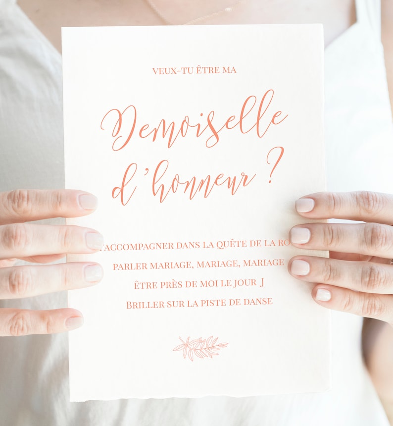 Carte demande demoiselle d'honneur à imprimer (PDF) - carte veux-tu être ma demoiselle d'honneur imprimable - cadeau mariage femme image 4