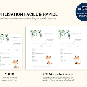Carte pronostics naissance à imprimer / carte prédiction bébé pour baby shower ou gender reveal en français - PDF imprimable image 5