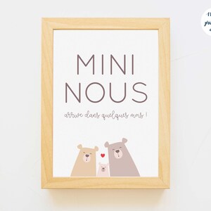 Carte annonce grossesse mini nous à imprimer (illustration ours, thème forêt) image 3