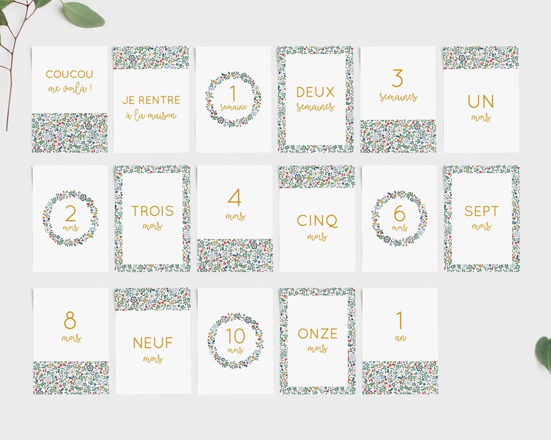 Cartes étapes bébé ma première année à imprimer / carte étape bébé imprimable / carte étape ma première année / liberty / fille & garçon image 3