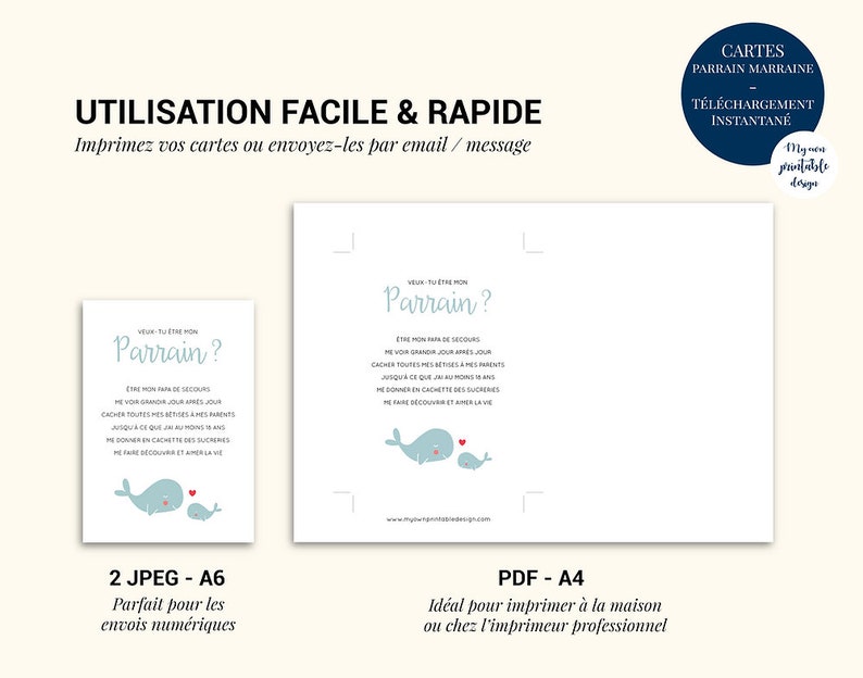 Carte demande parrain à imprimer (PDF) - carte annonce parrain imprimable - carte veux-tu être mon parrain poème image 4