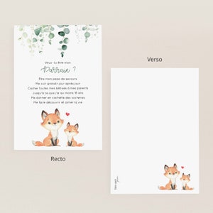 Carte demande parrain marraine / carte annonce futur parrain marraine façon poème, texte en français (non genré, pour bébé fille & garçon) zdjęcie 6