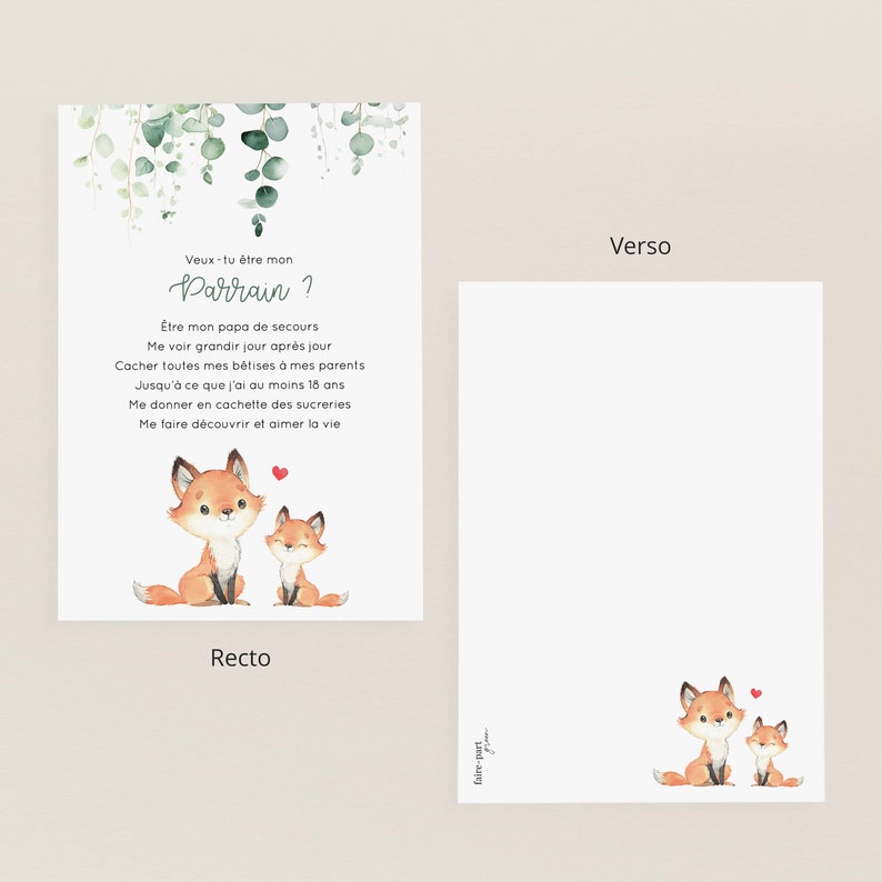 Carte demande parrain marraine / carte annonce futur parrain marraine façon poème, texte en français (non genré, pour bébé fille & garçon) zdjęcie 6