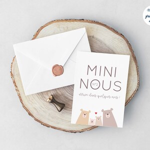 Carte annonce deuxième grossesse mini nous à imprimer (illustration ours, thème forêt) image 3