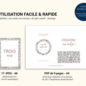 Cartes étapes bébé ma première année imprimable - carte étape bébé fille à imprimer - motif fleur liberty terracotta image 6