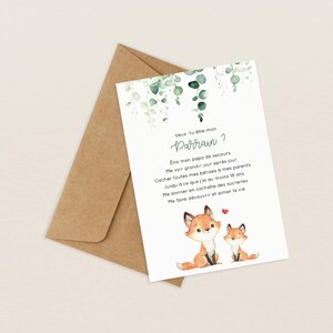 Carte demande parrain marraine / carte annonce futur parrain marraine façon poème, texte en français (non genré, pour bébé fille & garçon) zdjęcie 4