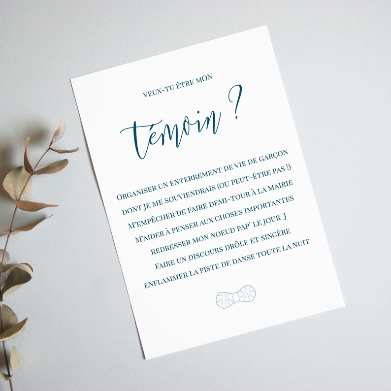 Carte demande témoin mariage à imprimer (PDF) - carte veux-tu être mon témoin imprimable - cadeau témoin mariage - annonce témoin homme image 3