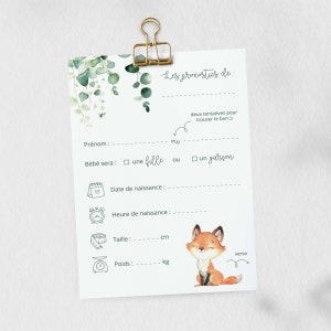 Carte pronostics naissance à imprimer / carte prédiction bébé pour baby shower ou gender reveal en français - PDF imprimable image 3