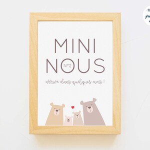 Carte annonce deuxième grossesse mini nous à imprimer (illustration ours, thème forêt) image 4