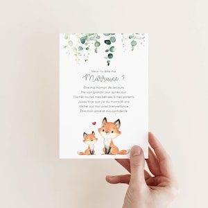 Carte demande marraine / carte annonce future marraine façon poème, texte en français (non genré, pour bébé fille & garçon)