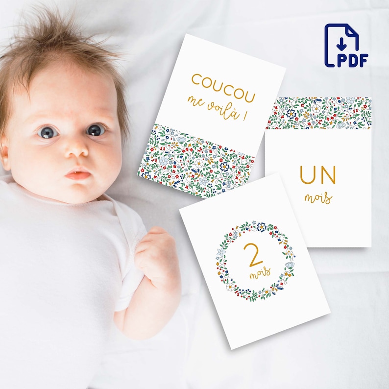 Cartes étapes bébé ma première année à imprimer / carte étape bébé imprimable / carte étape ma première année / liberty / fille & garçon image 2