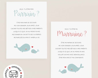 Godfather godmother request cards to print (PDF & JPEG)